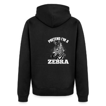 Funny Zebra Animal Pretend I'm A Zebra - Unisex Premium Organic Zip Hoodie - black - Back - Nico (187cm)