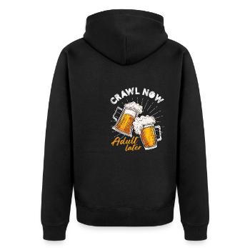 Crawl Now Adult Later Nightlife Pub Crawl - Unisex Premium Bio Zip Hoodie - Schwarz - Hinten - Nico (187cm)