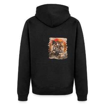 80er Jahre Retro Japanischer Tiger - Unisex Premium Bio Zip Hoodie - Schwarz - Hinten - Nico (187cm)