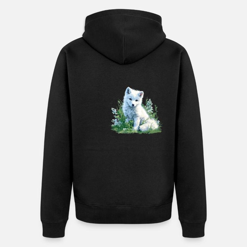 Renard arctique Polarfüchse Polarfuchs - Veste à capuche bio Premium Unisexe - noir