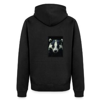 Badger Dachse Dachs - Unisex Premium Bio Zip Hoodie - Schwarz - Hinten - Nico (187cm)