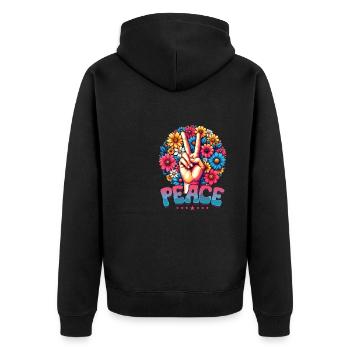 Paix & Signes de Paix, Fleurs - Veste à capuche bio Premium Unisexe - noir - Dos - Nico (187cm)