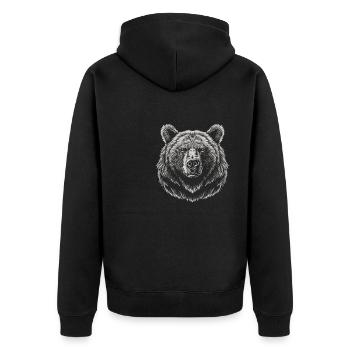 Bear Bären Bär - Unisex Premium Bio Zip Hoodie - Schwarz - Hinten - Nico (187cm)