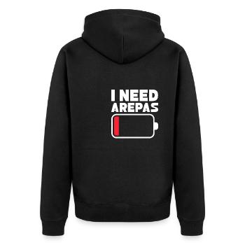 I need arepas Design for a arepa lover - Unisex Premium Bio Zip Hoodie - Schwarz - Hinten - Nico (187cm)