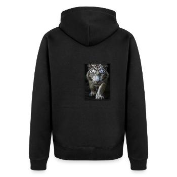 White Tiger Weiße Tiger Weißer Tiger - Unisex Premium Organic Zip Hoodie - black - Back - Nico (187cm)