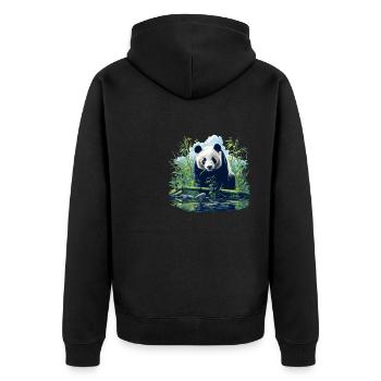 Giant Panda Große Pandas Großer Panda - Unisex Premium Bio Zip Hoodie - Schwarz - Hinten - Nico (187cm)
