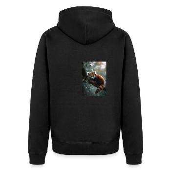 Panda roux Petits pandas Petit panda roux - Veste à capuche bio Premium Unisexe - noir - Dos - Nico (187cm)