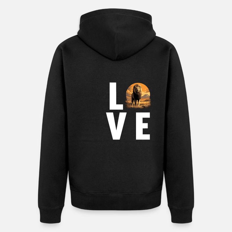 Lion Löwen Löwe - Veste à capuche bio Premium Unisexe - noir