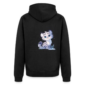 Snow Leopard Schneeleoparden Schneeleopard - Unisex Premium Organic Zip Hoodie - black - Back - Nico (187cm)