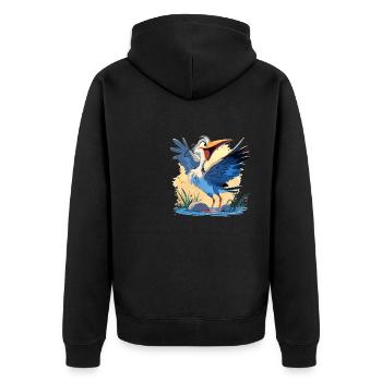 Heron Reiher - Unisex Premium Organic Zip Hoodie - black - Back - Nico (187cm)