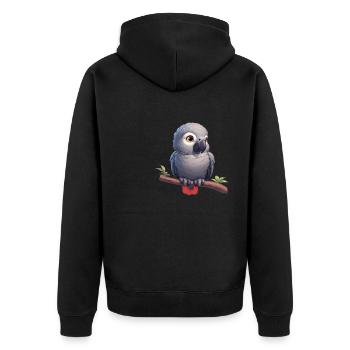 Gray Parrot Graupapageis Graupapagei - Unisex Premium Organic Zip Hoodie - black - Back - Nico (187cm)