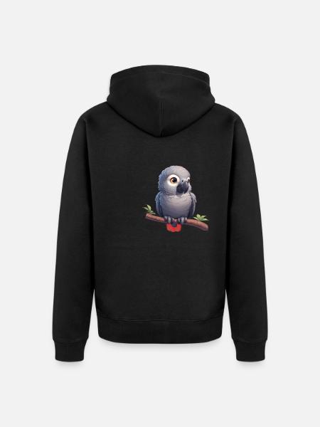Grijze papegaai Graupapageis graupapagei - Uniseks Premium bio ziphoodie - zwart