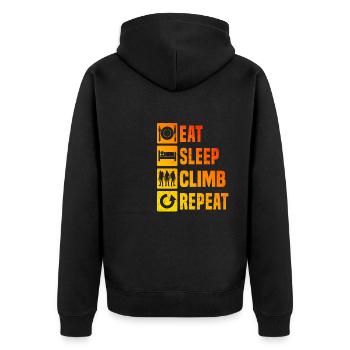 Bouldering Climber Climbing Climber Bouldering - Unisex Premium Organic Zip Hoodie - black - Back - Nico (187cm)
