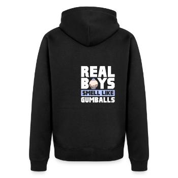 Real Boys Smell Like Gumballs Retro Chewing Gum - Unisex Premium Bio Zip Hoodie - Schwarz - Hinten - Nico (187cm)