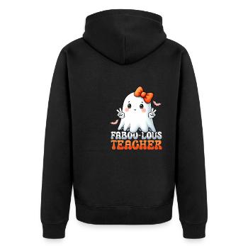 Halloween faboo lous teacher celebrate halloween - Unisex Premium Organic Zip Hoodie - black - Back - Nico (187cm)