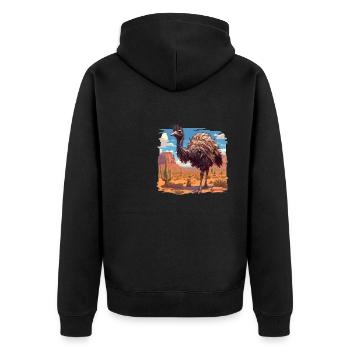 Emus Emu - Unisex Premium Organic Zip Hoodie - black - Back - Nico (187cm)
