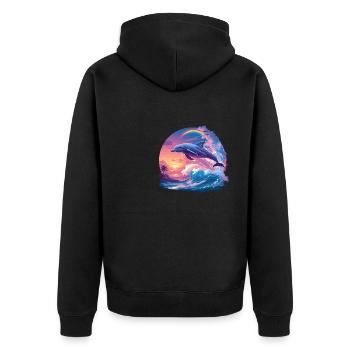Dolphin Dolphins Dolphin - Unisex Premium Organic Zip Hoodie - black - Back - Nico (187cm)