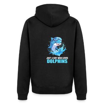 Dolphin Dolphins Dolphin - Unisex Premium Organic Zip Hoodie - black - Back - Nico (187cm)
