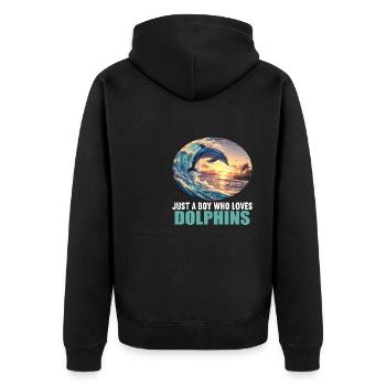 Dolphin Dolphins Dolphin - Unisex Premium Organic Zip Hoodie - black - Back - Nico (187cm)