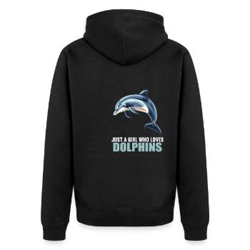 Dolphin Dolphins Dolphin - Unisex Premium Organic Zip Hoodie - black - Back - Nico (187cm)
