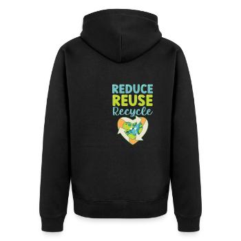 Tag der Erde Tag der Reduzierung, Wiederverwendung, Recyceln, Umwelt - Unisex Premium Bio Zip Hoodie - Schwarz - Hinten - Nico (187cm)