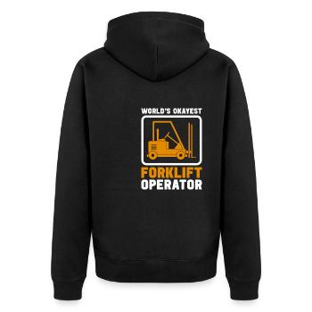 Forklift operator funny forklift driver design - Unisex Premium Organic Zip Hoodie - black - Back - Nico (187cm)