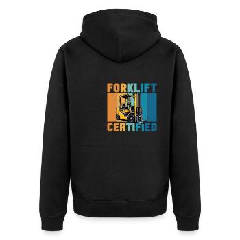 Forklift operator retro forklift certified - Unisex Premium Organic Zip Hoodie - black - Back - Nico (187cm)