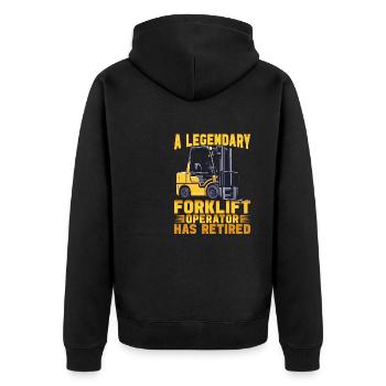 Forklift operator has retired funny forklifting - Unisex Premium Organic Zip Hoodie - black - Back - Nico (187cm)