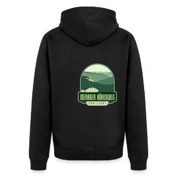 Merano High Trail – South Tyrol - Unisex Premium Organic Zip Hoodie - black - Back - Nico (187cm)