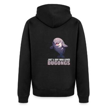 Seekuh Dugongs Dugong - Unisex Premium Bio Zip Hoodie - Schwarz - Hinten - Nico (187cm)