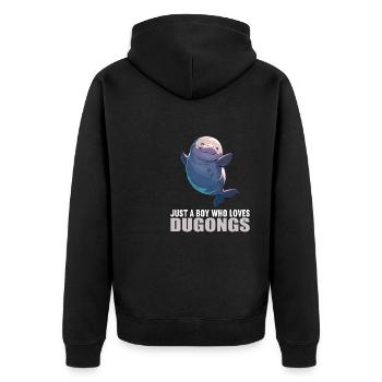 Seekuh Dugongs Dugong - Unisex Premium Bio Zip Hoodie - Schwarz - Hinten - Nico (187cm)
