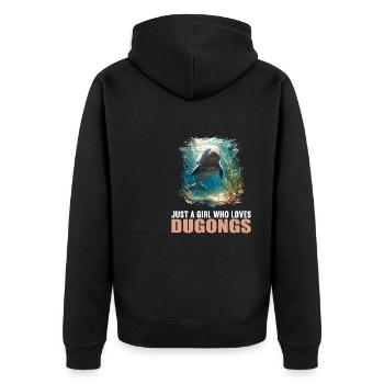 Seekuh Dugongs Dugong - Unisex Premium Bio Zip Hoodie - Schwarz - Hinten - Nico (187cm)