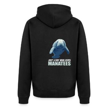 Seekuh Manatees Manatee - Unisex Premium Organic Zip Hoodie - black - Back - Nico (187cm)