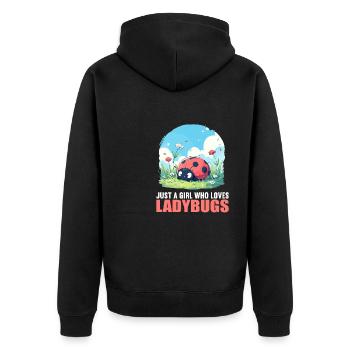 Ladybug Marienkäfer - Unisex Premium Organic Zip Hoodie - black - Back - Nico (187cm)