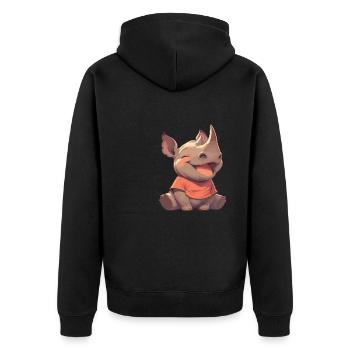Rhino Rhinos Rhino - Unisex Premium Organic Zip Hoodie - black - Back - Nico (187cm)