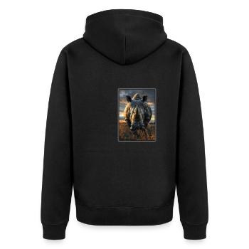 Rhino Nashörner Nashorn - Unisex Premium Bio Zip Hoodie - Schwarz - Hinten - Nico (187cm)