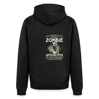 Zombie Halloween The Hardest Part About a Zombie - Unisex Premium Bio Zip Hoodie - Schwarz - Hinten - Nico (187cm)