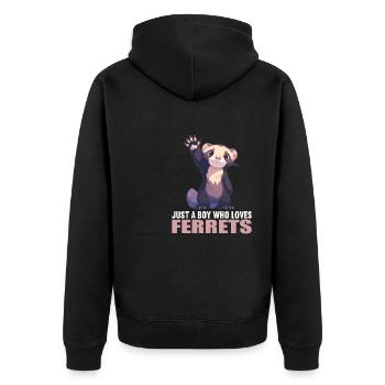 Ferret Frettchen - Unisex Premium Bio Zip Hoodie - Schwarz - Hinten - Nico (187cm)