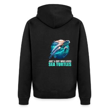 Sea Turtle Meeresschildkröten Meeresschildkröte - Unisex Premium Bio Zip Hoodie - Schwarz - Hinten - Nico (187cm)