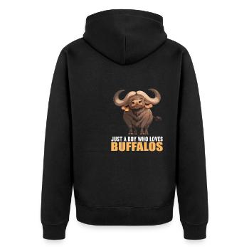 Buffalos Buffalo Büffel - Unisex Premium Organic Zip Hoodie - black - Back - Nico (187cm)