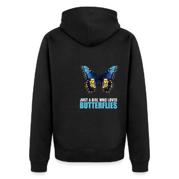 Butterfly Schmetterlinge Schmetterling - Unisex Premium Bio Zip Hoodie - Schwarz - Hinten - Nico (187cm)