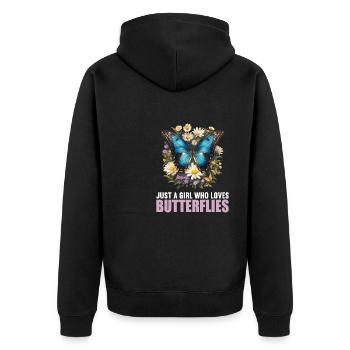 Butterfly Butterflies Butterfly - Unisex Premium Organic Zip Hoodie - black - Back - Nico (187cm)