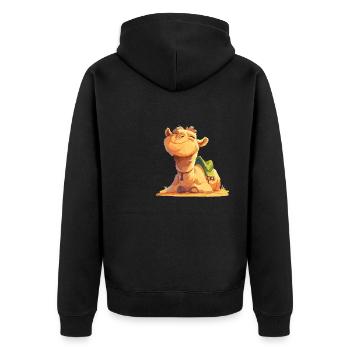 Camel Kamele Kamel - Unisex Premium Bio Zip Hoodie - Schwarz - Hinten - Nico (187cm)