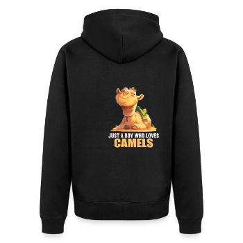 Camel Kamele Kamel - Unisex Premium Bio Zip Hoodie - Schwarz - Hinten - Nico (187cm)