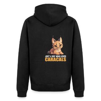 Caracal Karakale Karakal - Unisex Premium Organic Zip Hoodie - black - Back - Nico (187cm)