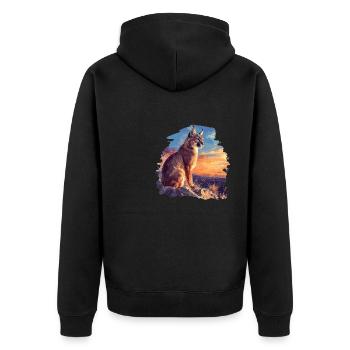 Caracal Karakale Karakal - Unisex Premium Organic Zip Hoodie - black - Back - Nico (187cm)