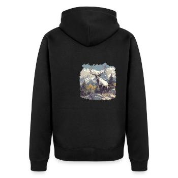 Caribou Karibus Karibu - Unisex Premium Bio Zip Hoodie - Schwarz - Hinten - Nico (187cm)