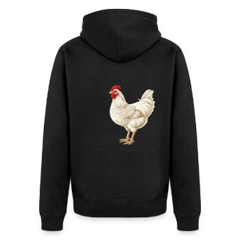 Rooster Hähne Hahn - Unisex Premium Bio Zip Hoodie - Schwarz - Hinten - Nico (187cm)