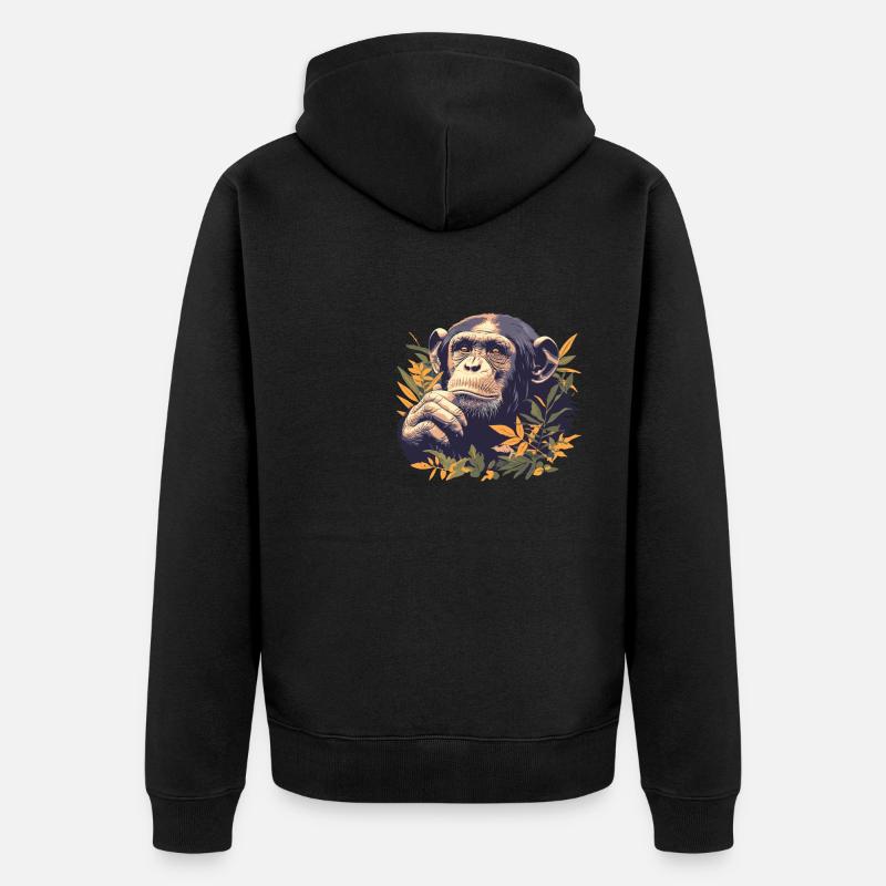 Chimpanzé Schimpansen Schimpanse - Veste à capuche bio Premium Unisexe - noir