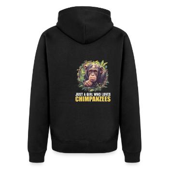 Chimpanzee Schimpansen Schimpanse - Unisex Premium Bio Zip Hoodie - Schwarz - Hinten - Nico (187cm)